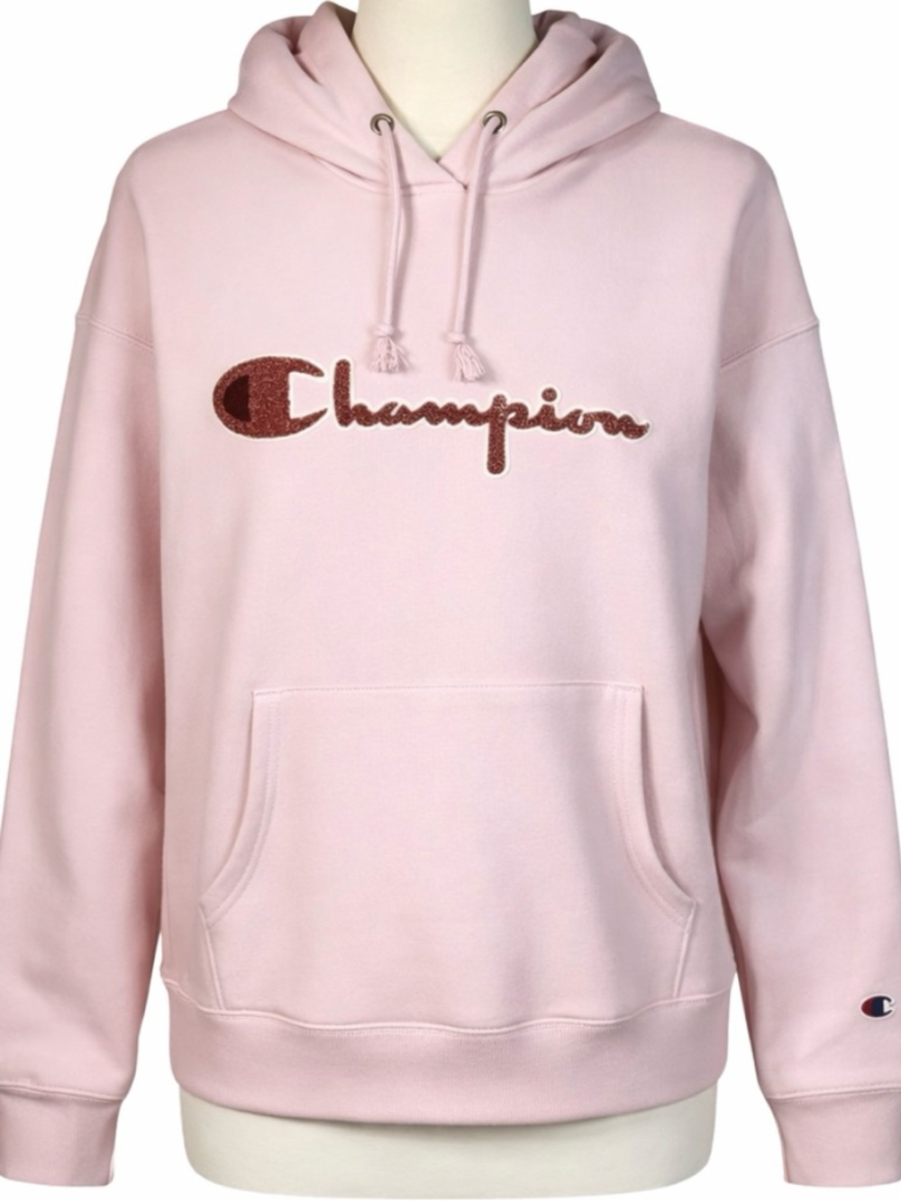 Champion Reverse Weave Hoodie Blush Pink Mauve Chenille Logo Size L